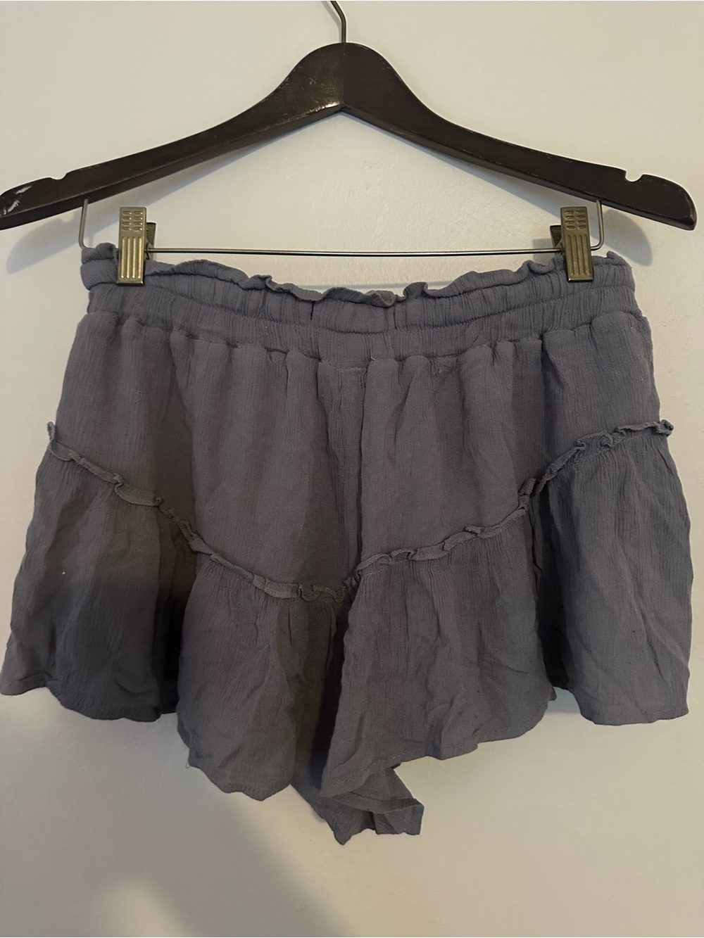 Rewash Gray High-Waist Drawstring Ruffle Shorts - Picture 2 of 3